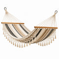 Amaca in cotone con frange beige e nere