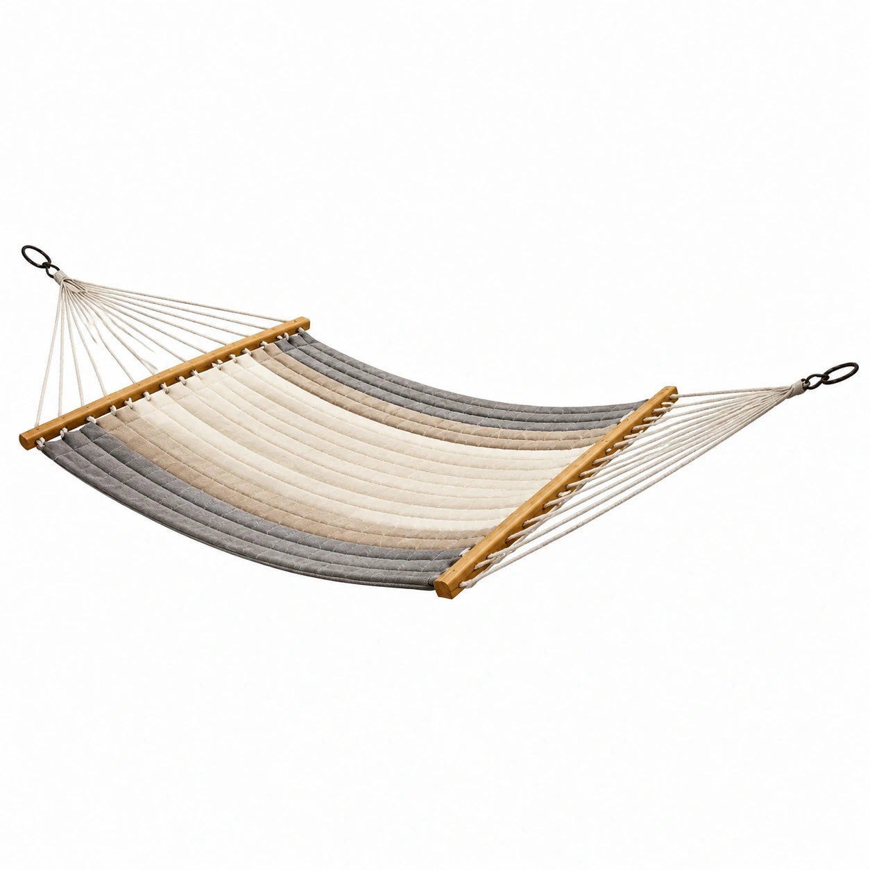 Amaca in Legno e Cotone Grigio, Beige 200x100 cm