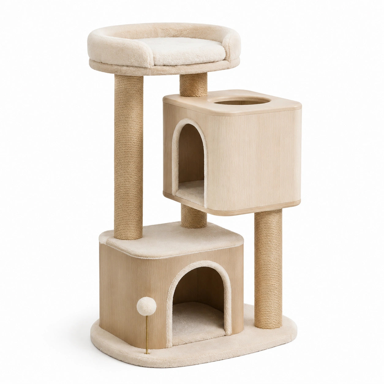 Tiragraffi per Gatti in Legno Compensato e Sisal Beige