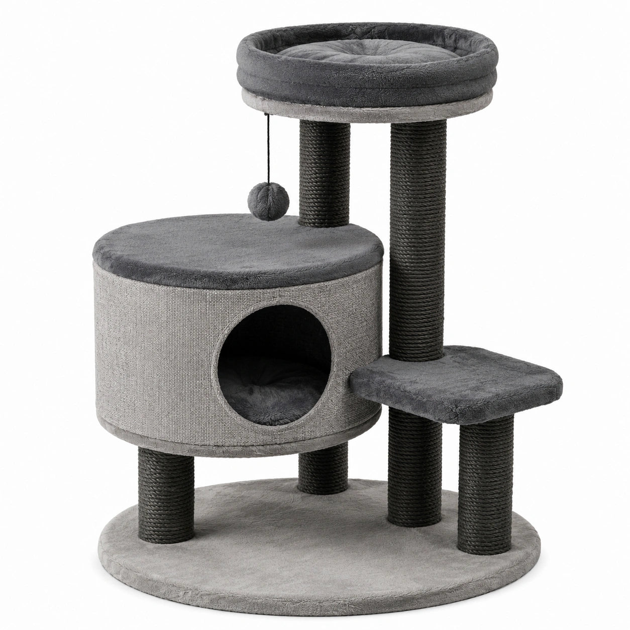 Albero per Gatti in Sisal e Peluche Grigio