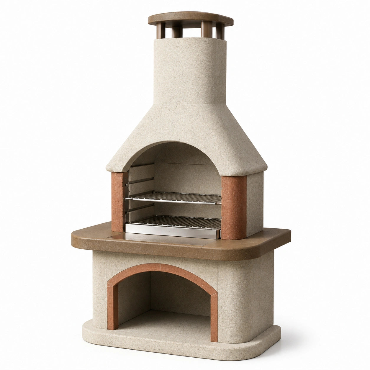 Barbecue in Cemento e Acciaio Inox Beige e Marrone