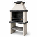 Barbecue in cemento e pietra con griglia in acciaio inox