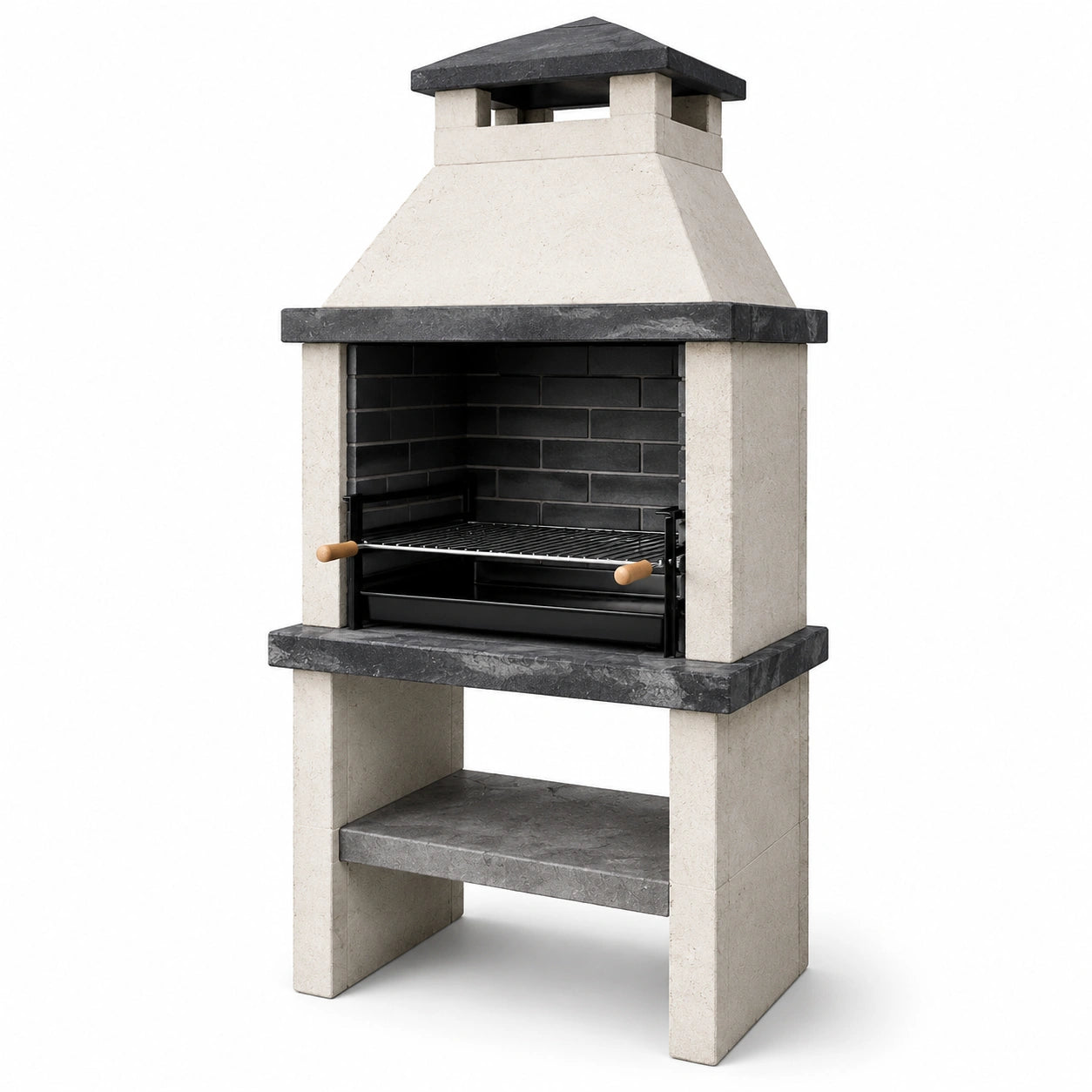 Barbecue in cemento e pietra con griglia in acciaio inox