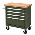 Carrello portautensili in metallo con piano in rovere e 4 cassetti verde