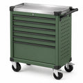 Carrello portautensili in metallo con 6 cassetti verde