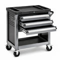 Carrello portautensili in metallo nero con rotelle