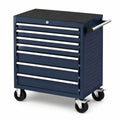Carrello portautensili in metallo blu con cassetti e ruote