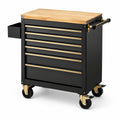 Carrello portautensili in metallo nero con top in legno