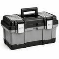 Cassetta degli attrezzi in plastica nero e grigio con manico 50x25x25 cm