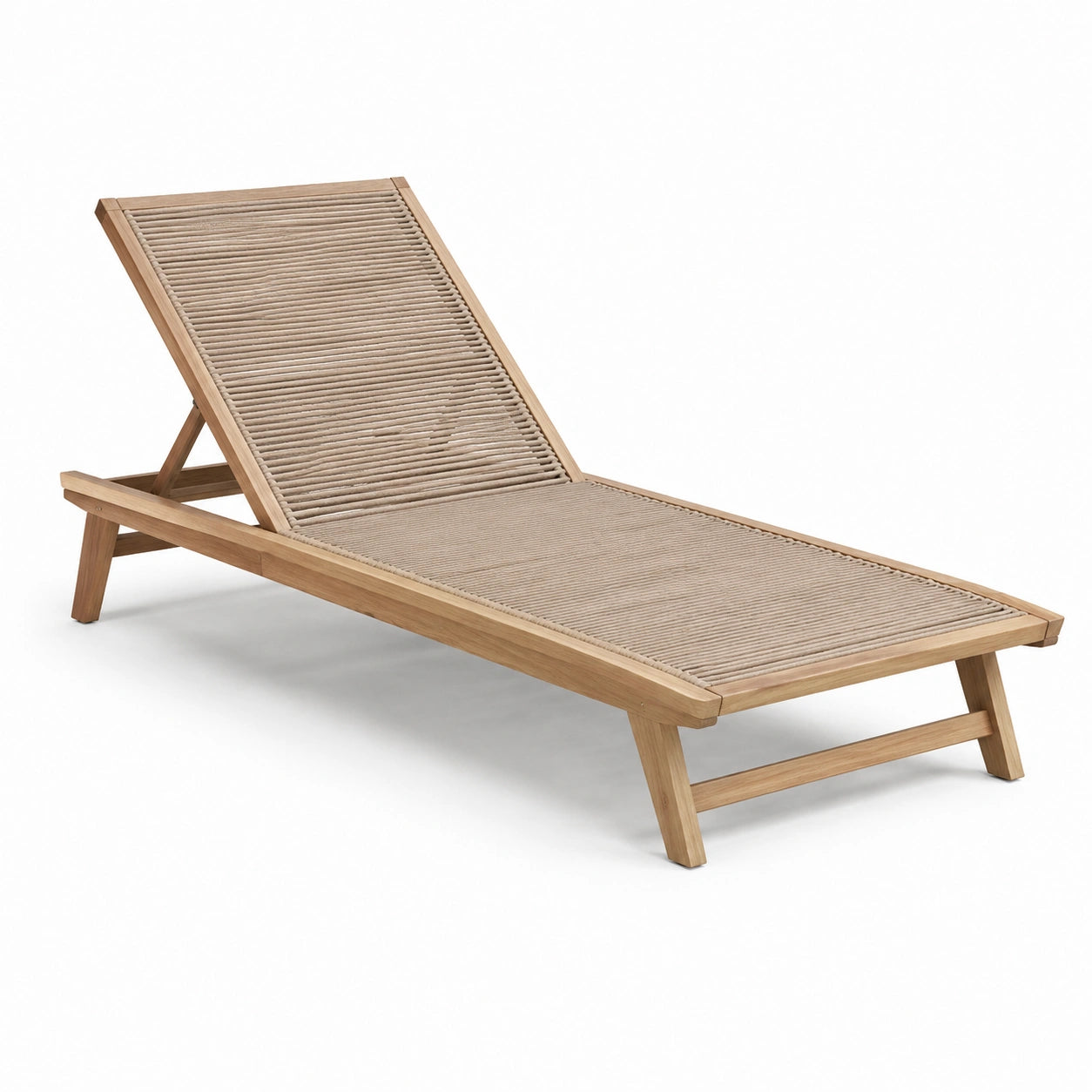Lettino prendisole in teak e corda regolabile da esterni