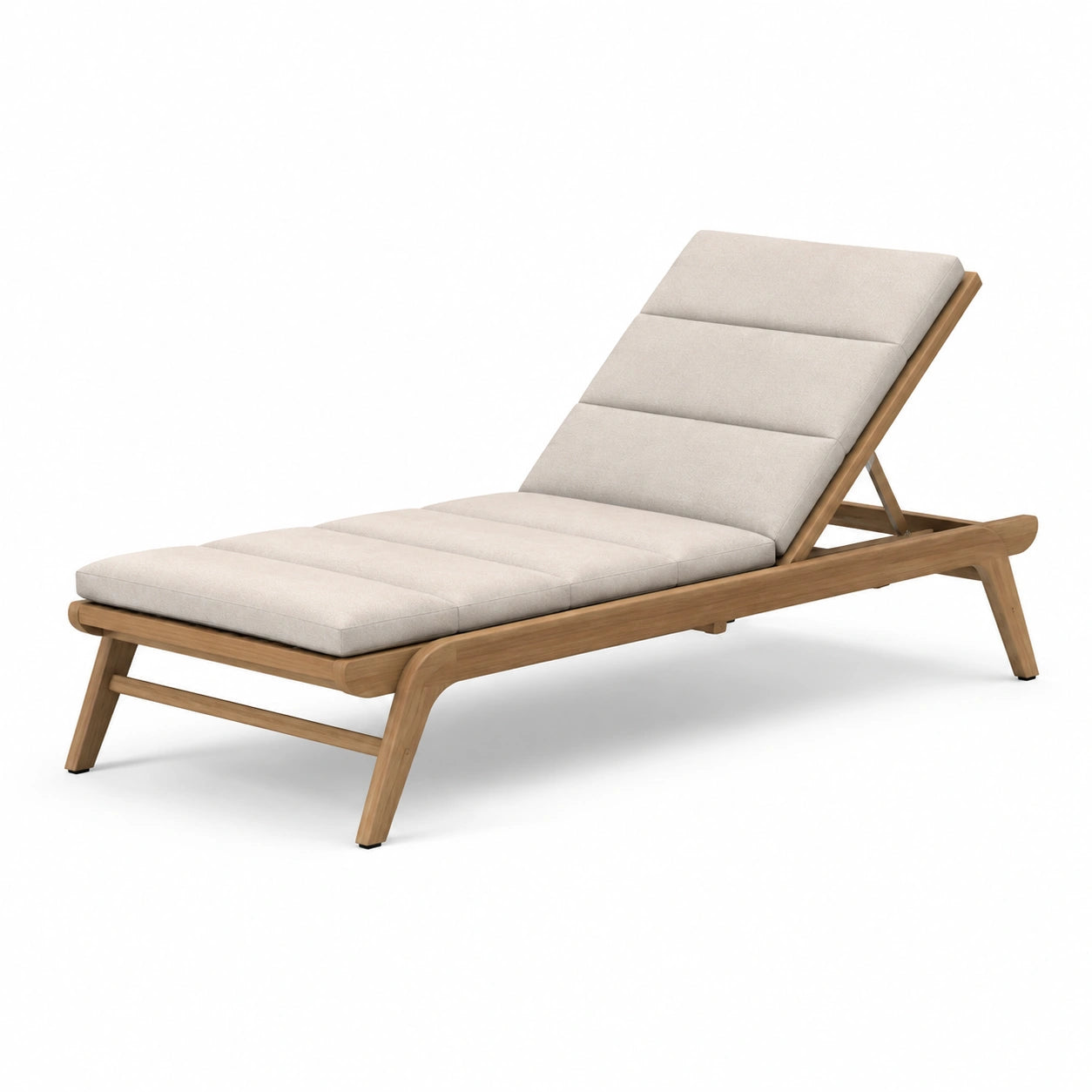 Lettino prendisole in teak e poliestere regolabile beige