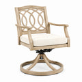 Sedia girevole in legno con cuscino in poliestere beige