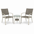 Set giardino in alluminio con tavolo in vetro e sedie in rattan sintetico grigio