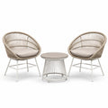 Set da Giardino con 2 Sedie in Rattan PE e Tavolino in Ceramica