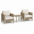 Set da giardino con 2 poltrone in rattan sintetico e tavolino in alluminio beige