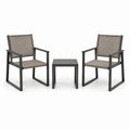 Set giardino in alluminio e textilene grigio con 2 sedie e tavolo